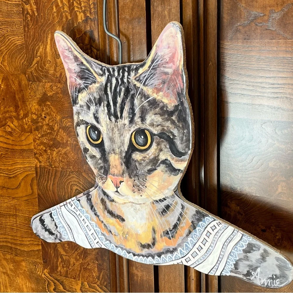 Vintage Annie Stupell Cat Wood Hanger 🐱 Animal Wooden Display Decor Made in USA